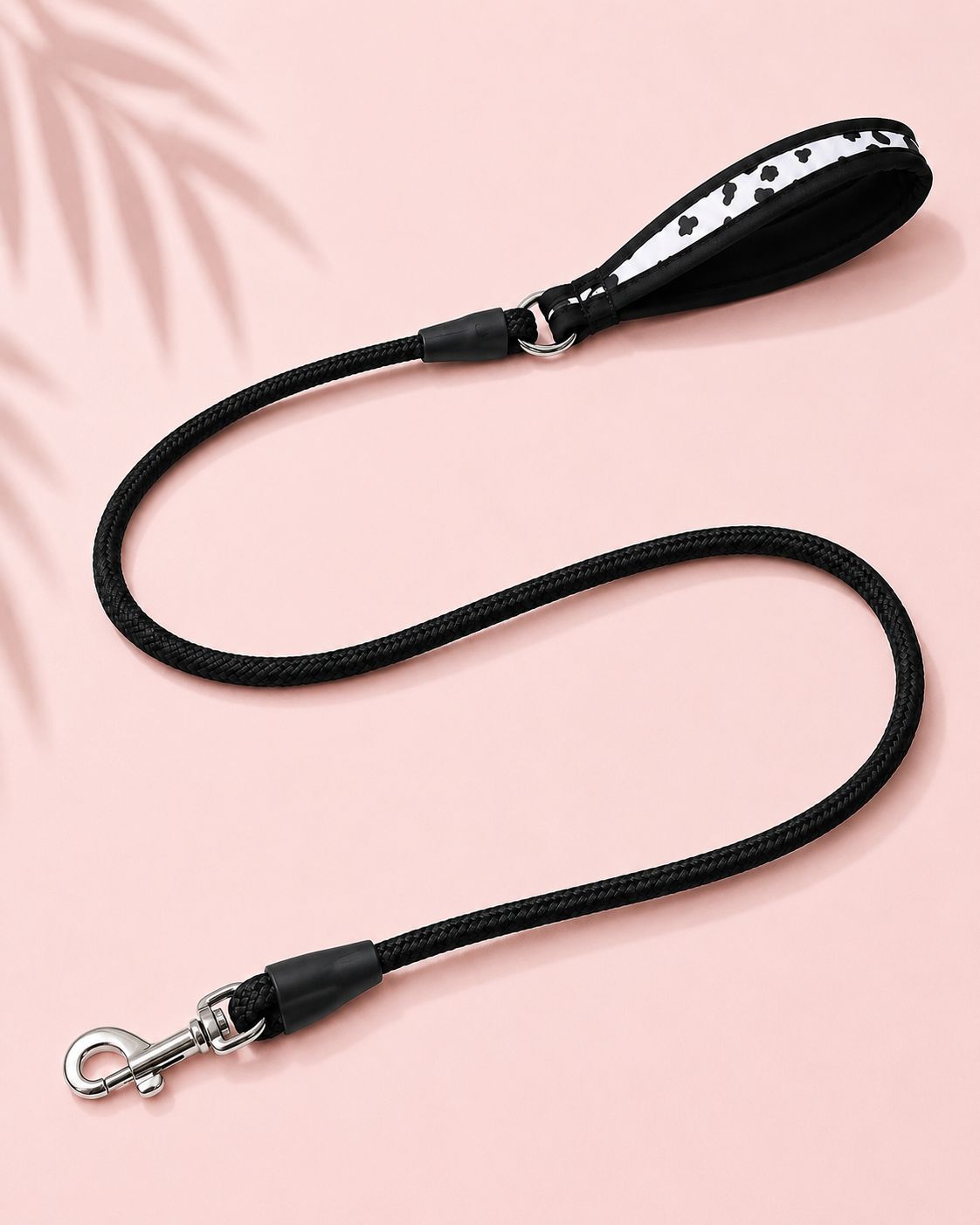 Padded Rope Dog Leash - Black Dot