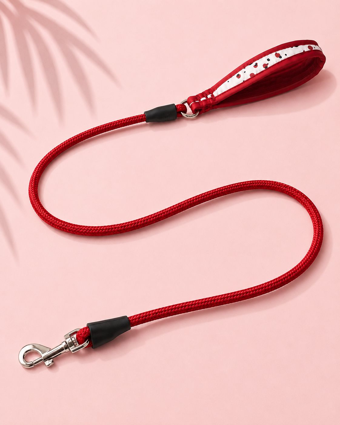 Padded Rope Dog Leash - Red Dot