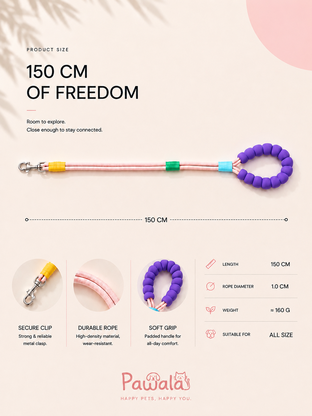 PAWALA Cloud Loop Leash - PINK